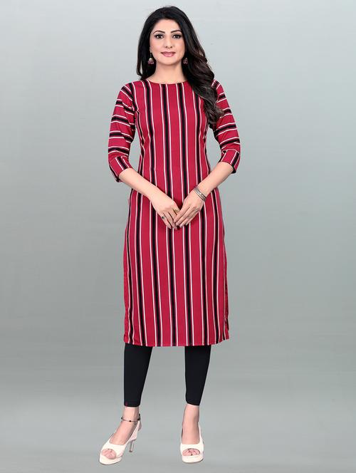 stripes printed straight kurta - 20087490 - Very Small Image - 1