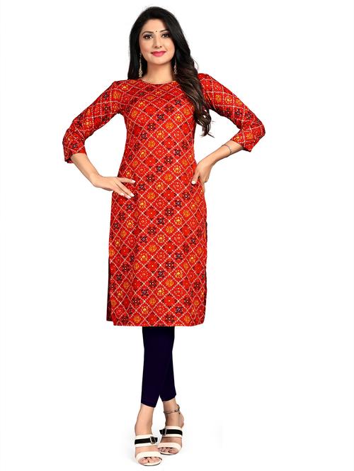 round neck printed straight kurta - 20087531 - Very Small Image - 1