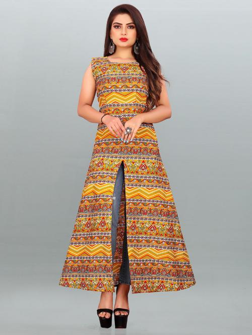 yellow printed maxi dress - 20087769 - Very Small Image - 1
