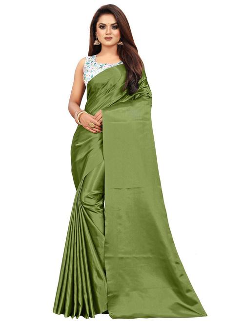 solid plain saree with embroidered blouse with blouse - 20087943 - Very Small Image - 1