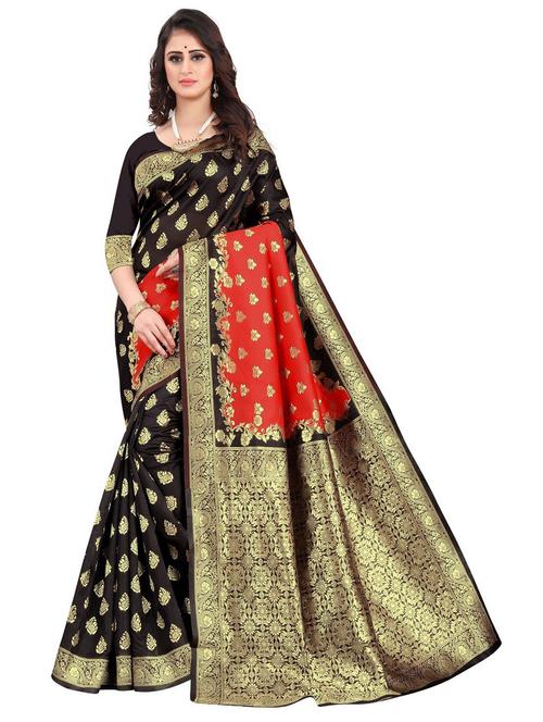 self design banarasi saree with blouse - 20087950 - Very Small Image - 1