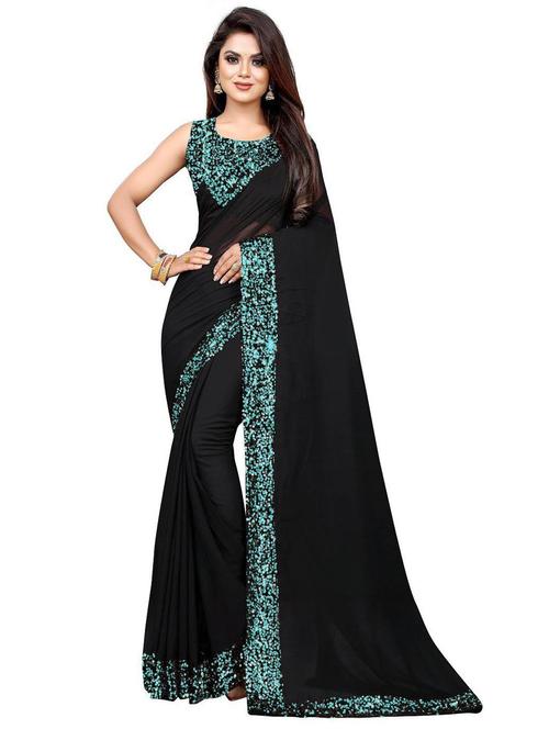 lace bordered solid saree with blouse - 20087966 - Very Small Image - 1