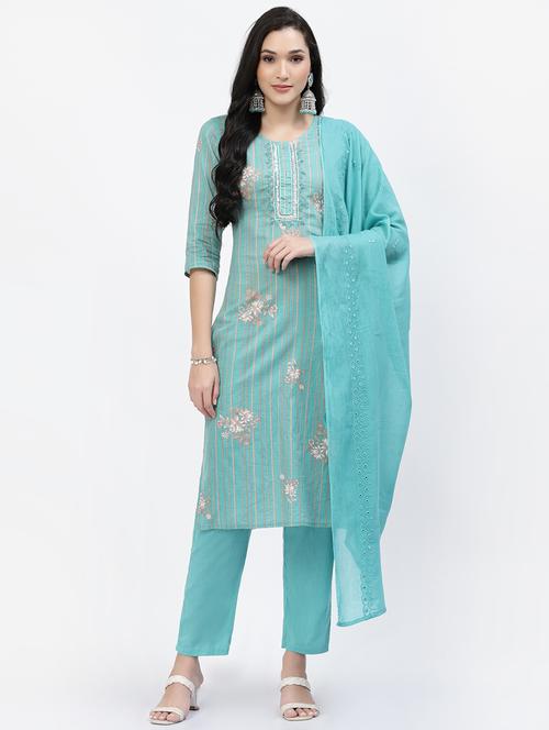 round neck printed kurta pant set - 20088086 - Very Small Image - 1