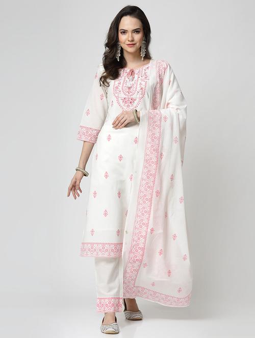 notch neck printed kurta pant set - 20088088 - Very Small Image - 1