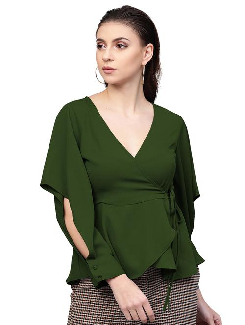 v neck cotton regular top - 20088271 - Very Small Image - 1