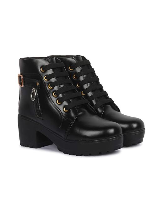 black solid lace-up boot - 20097842 - Very Small Image - 1