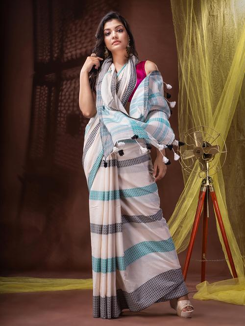 multi colored cotton handloom saree - 20097922 - Very Small Image - 1
