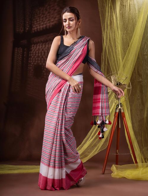 multi colored cotton handloom saree - 20097929 - Very Small Image - 1