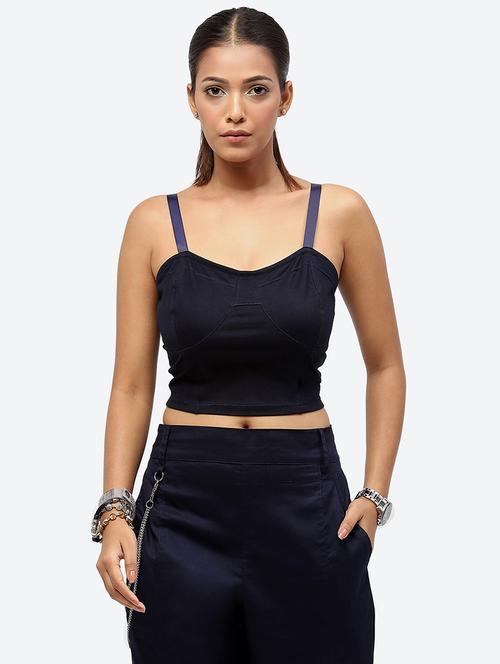 women's crop shoulder strap top - 20098041 - Very Small Image - 1