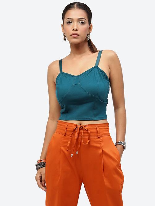 women's crop shoulder strap top - 20098046 - Very Small Image - 1