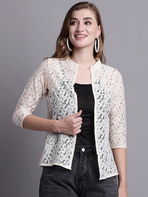 open front self design regular shrug - 20098063 - Very Small Image - 1