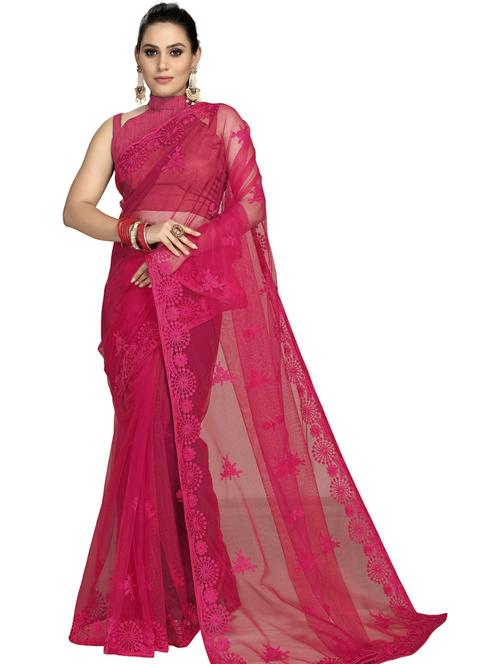 pink self design saree with blouse - 20098469 - Very Small Image - 1