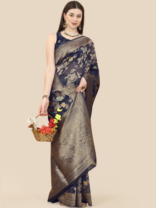 women's banarasi saree with blouse - 20098511 - Very Small Image - 1