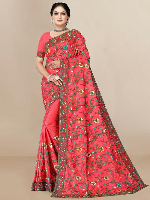 orange embroidered saree with blouse - 20098693 - Very Small Image - 1