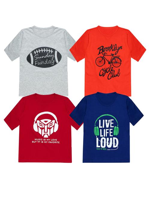 pack of 4 boys printed t-shirt - 20099931 - Very Small Image - 1