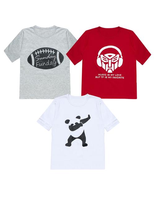 pack of 3 printed round neck t-shirt - 20099992 - Very Small Image - 1