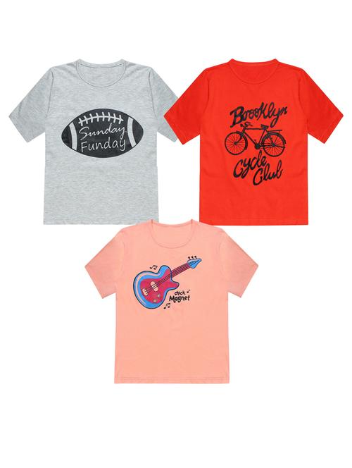 pack of 3 printed round neck t-shirt - 20100002 - Very Small Image - 1