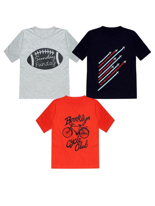 pack of 3 printed round neck t-shirt - 20100008 - Very Small Image - 1