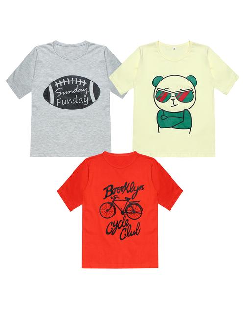 pack of 3 printed round neck t-shirt - 20100014 - Very Small Image - 1