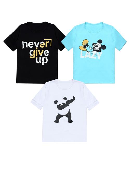 pack of 3 printed round neck t-shirt - 20100016 - Very Small Image - 1