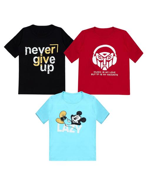 pack of 3 printed round neck t-shirt - 20100019 - Very Small Image - 1