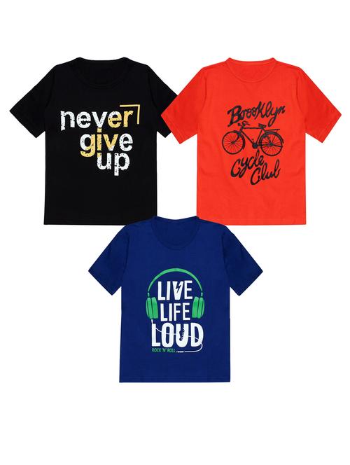 pack of 3 printed round neck t-shirt - 20100027 - Very Small Image - 1