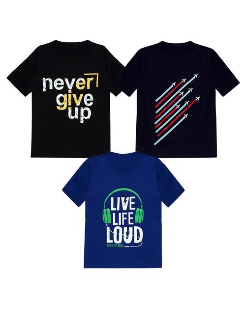 pack of 3 printed round neck t-shirt - 20100033 - Very Small Image - 1