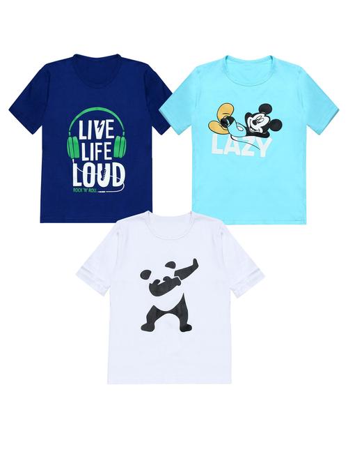 pack of 3 printed round neck t-shirt - 20100040 - Very Small Image - 1