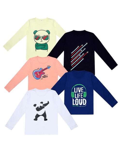 pack of 5 printed t-shirt - 20100286 - Very Small Image - 1