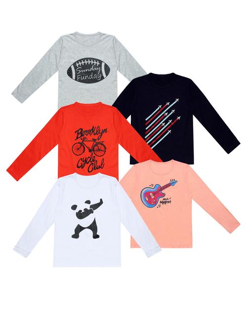 pack of 5 printed t-shirt - 20100338 - Very Small Image - 1
