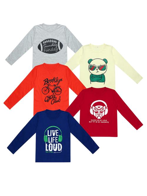 pack of 5 printed t-shirt - 20100359 - Very Small Image - 1