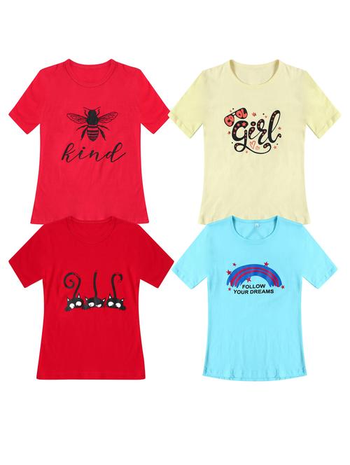 pack of 4 round neck printed tees - 20100614 - Very Small Image - 1