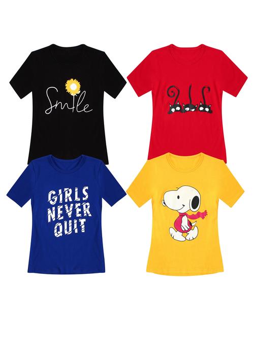 pack of 4 round neck printed tees - 20100621 - Very Small Image - 1