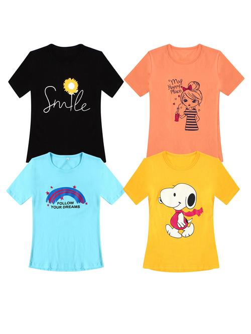 pack of 4 round neck printed tees - 20100623 - Very Small Image - 1