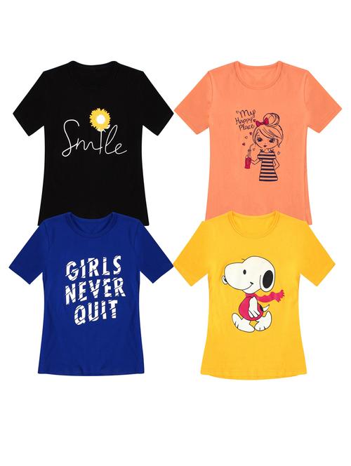 pack of 4 round neck printed tees - 20100624 - Very Small Image - 1