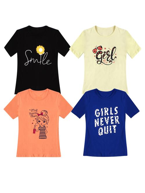 girls pack of 4 printed tees - 20100634 - Very Small Image - 1