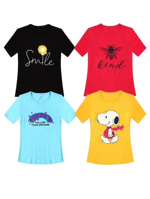 girls pack of 4 printed tees - 20100636 - Very Small Image - 1
