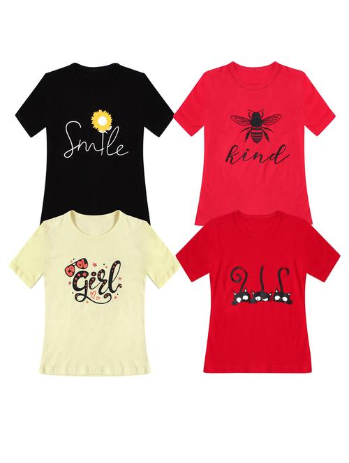 girls pack of 4 printed tees - 20100647 - Very Small Image - 1