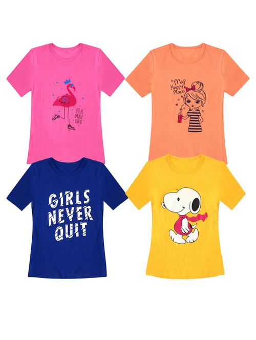 girls pack of 4 printed tees - 20100653 - Very Small Image - 1
