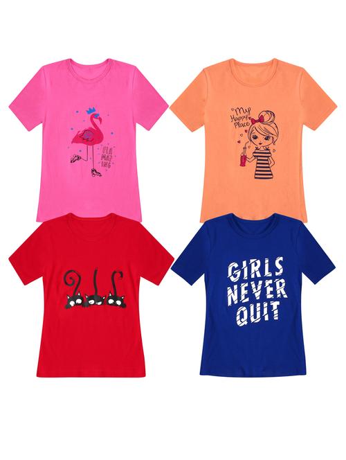 pack of 4 round neck printed tees - 20100658 - Very Small Image - 1