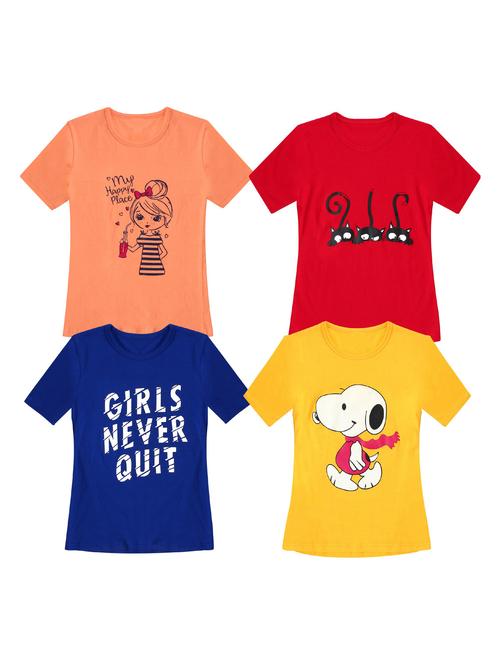 pack of 4 round neck printed tees - 20100691 - Very Small Image - 1