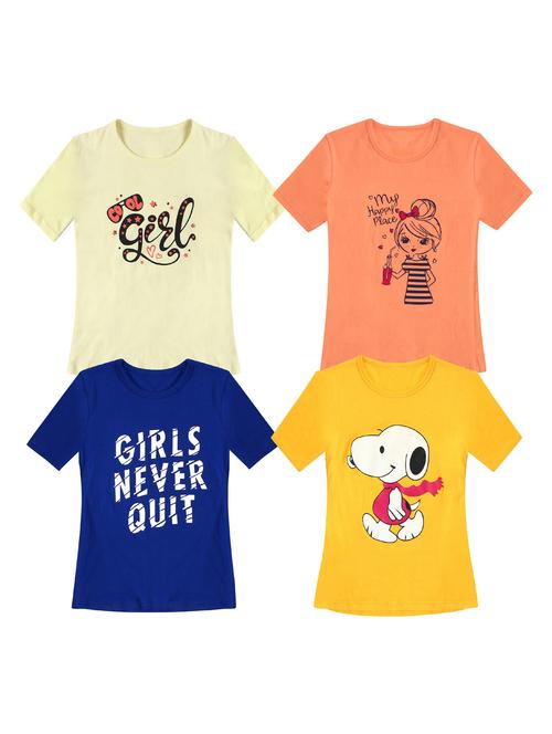 pack of 4 round neck printed tees - 20100696 - Very Small Image - 1