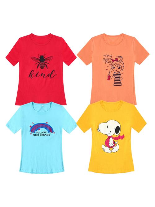 pack of 4 round neck printed tees - 20100704 - Very Small Image - 1