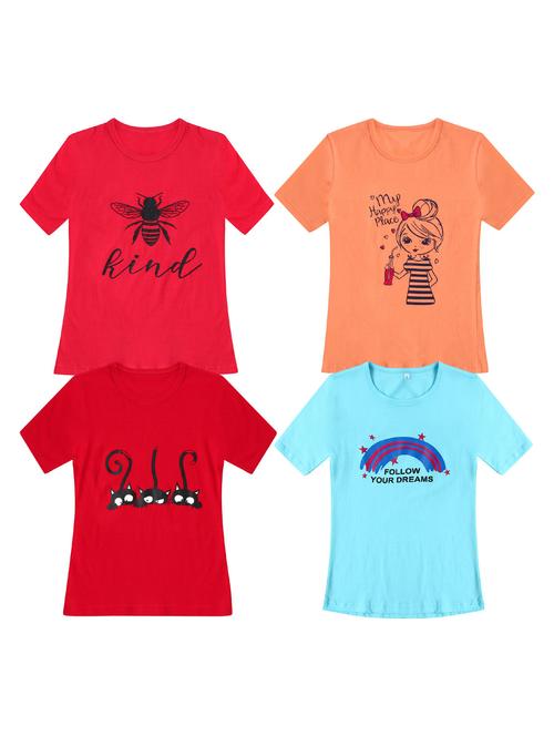 pack of 4 round neck printed tees - 20100707 - Very Small Image - 1