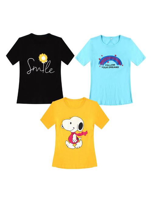 pack of 3 round neck printed tees - 20100743 - Very Small Image - 1