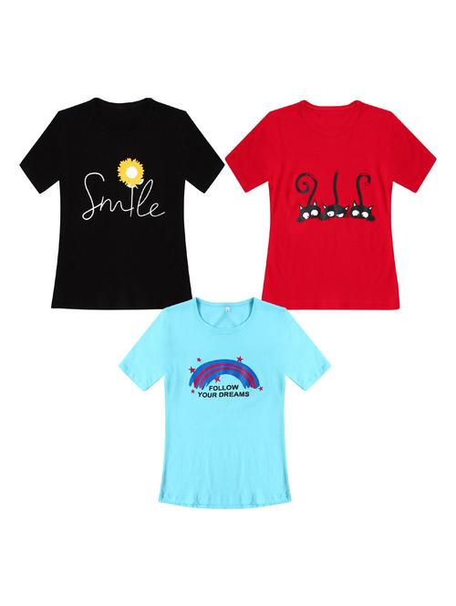 pack of 3 round neck printed tees - 20100746 - Very Small Image - 1