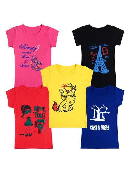pack of 5 round neck printed tees - 20100783 - Very Small Image - 1