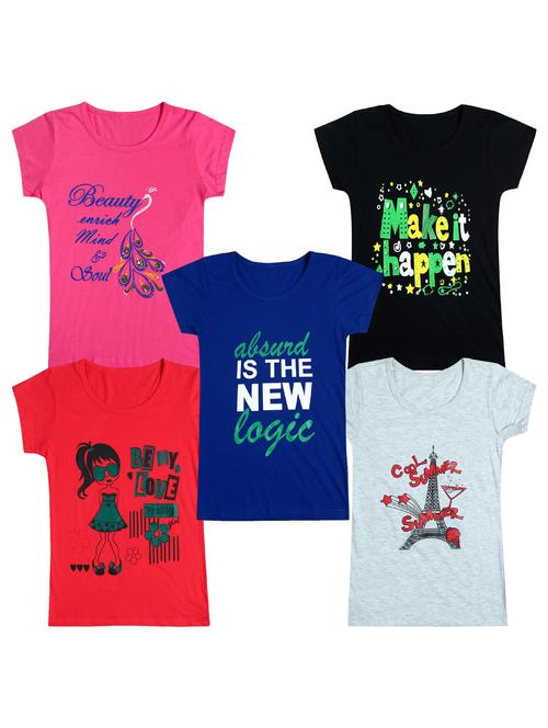 pack of 5 round neck printed tees - 20100795 - Very Small Image - 1