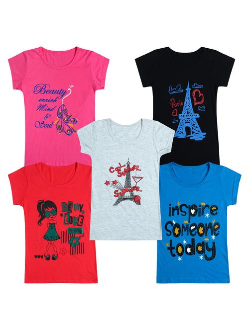 pack of 5 round neck printed tees - 20100804 - Very Small Image - 1
