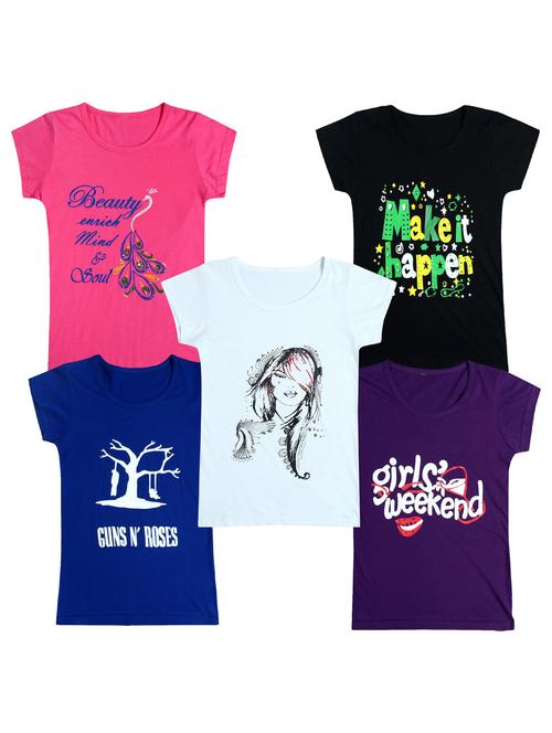 pack of 5 round neck printed tees - 20100811 - Very Small Image - 1